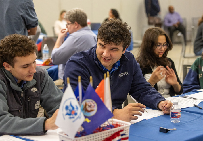 Schick and other students at a UTulsa legal clinic for military veterans.