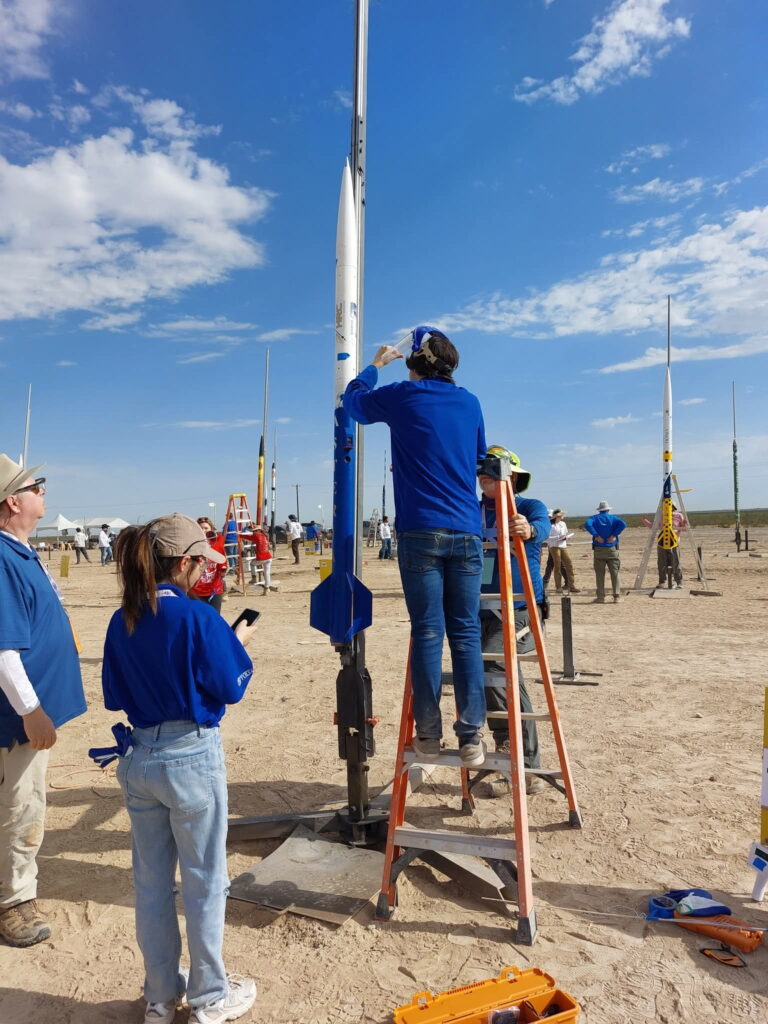 IREC teams preparing their rockets in the Chihuahuan desert.